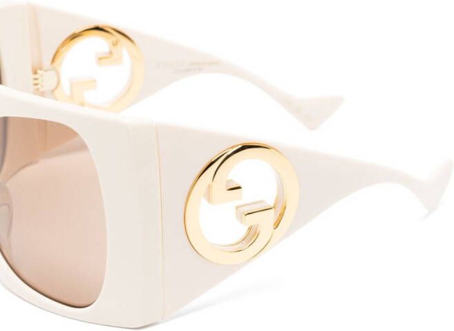 Gucci Eyewear Interlocking G zonnebril met vierkant montuur Beige