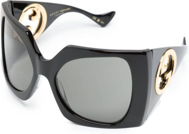 Gucci Eyewear Interlocking G zonnebril met vierkant montuur Zwart