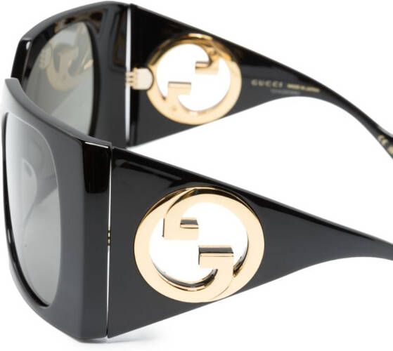 Gucci Eyewear Interlocking G zonnebril met vierkant montuur Zwart