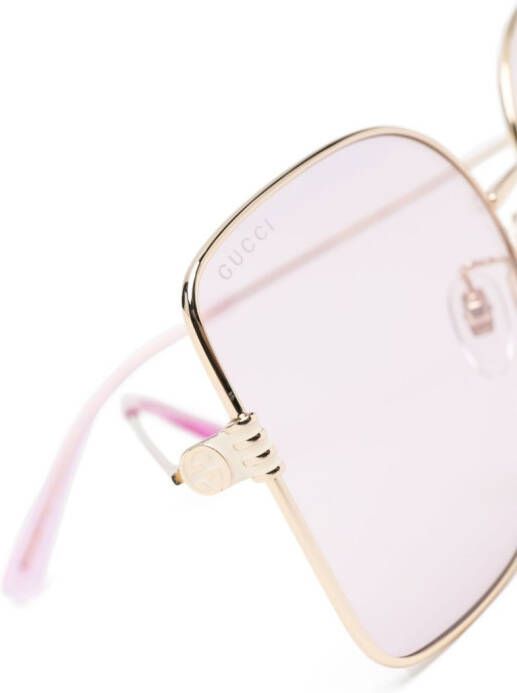 Gucci Eyewear Zonnebril met oversized montuur Goud