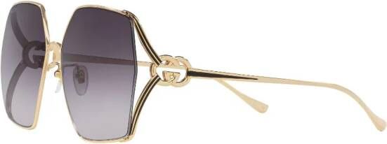 Gucci Eyewear Zonnebril met oversized vierkant montuur Goud