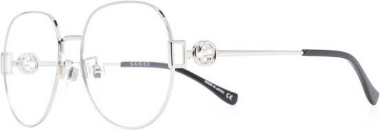 Gucci Eyewear Bril met oversized rond montuur Zilver