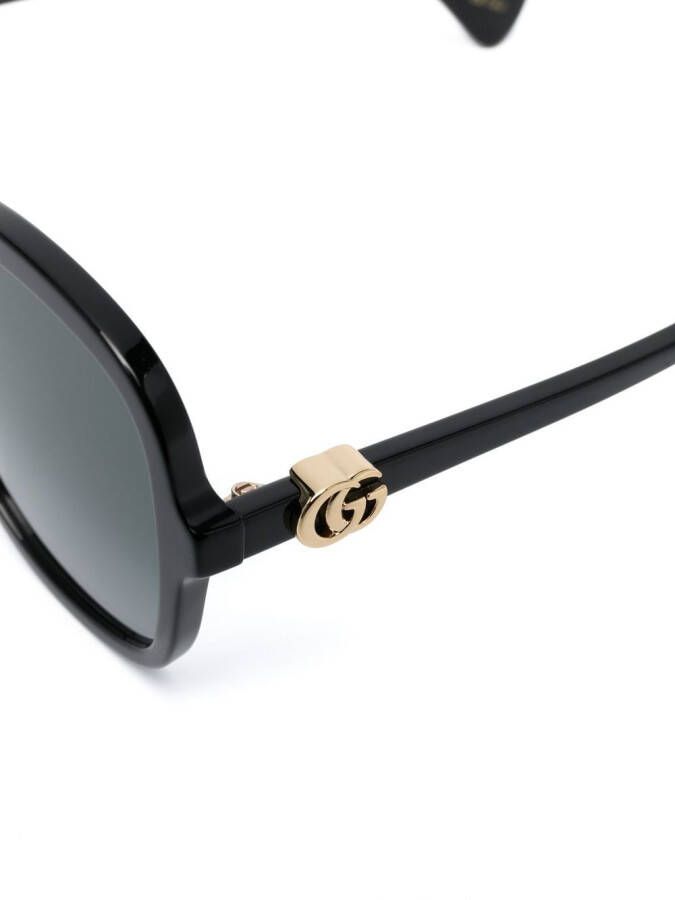 Gucci Eyewear Zonnebril met oversized rond montuur Zwart