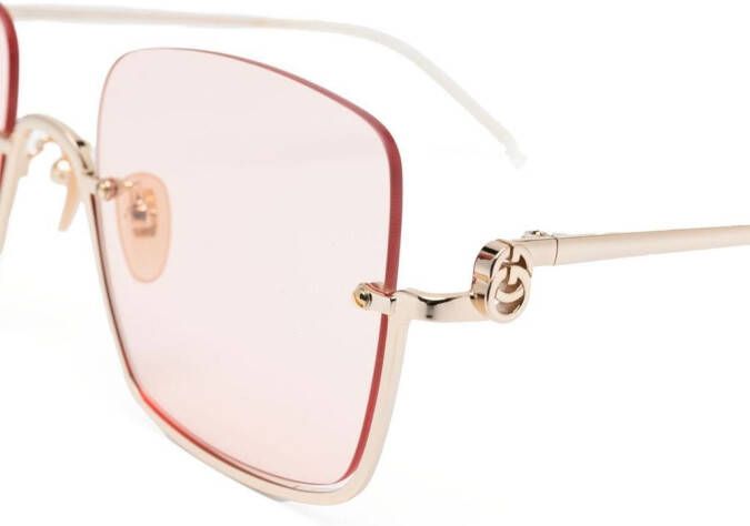 Gucci Eyewear Zonnebril met vierkant montuur Goud