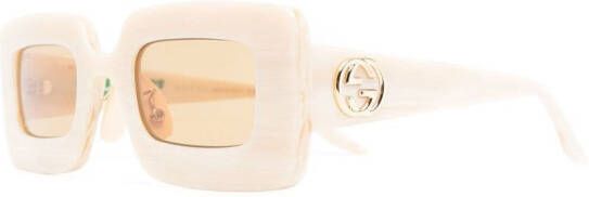 Gucci Eyewear Zonnebril met rechthoekig montuur Beige