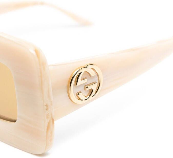 Gucci Eyewear Zonnebril met rechthoekig montuur Beige