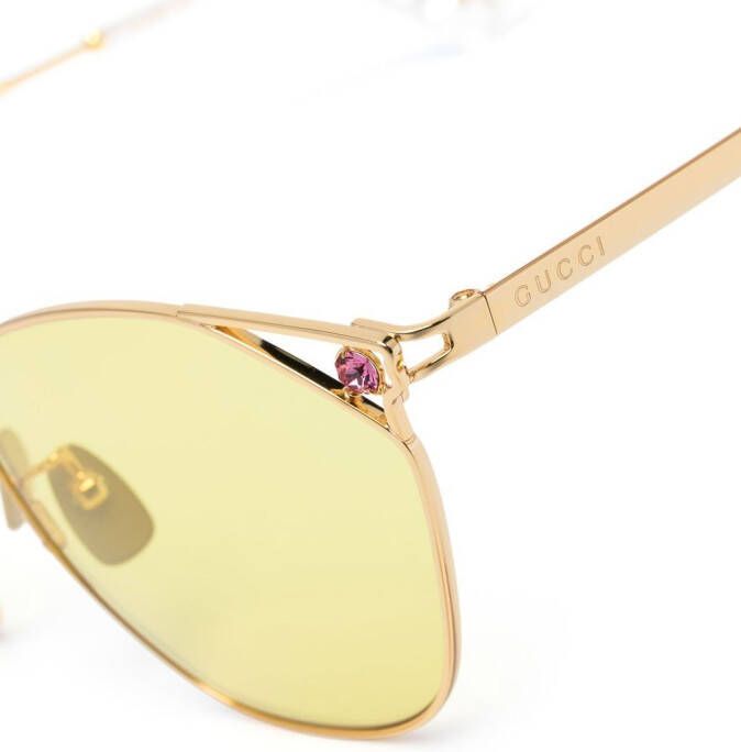 Gucci Eyewear Zonnebril met rond montuur Goud