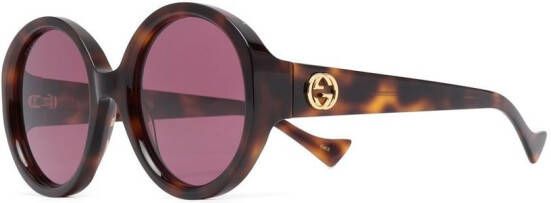 Gucci Eyewear Zonnebril met logoplakkaat Bruin