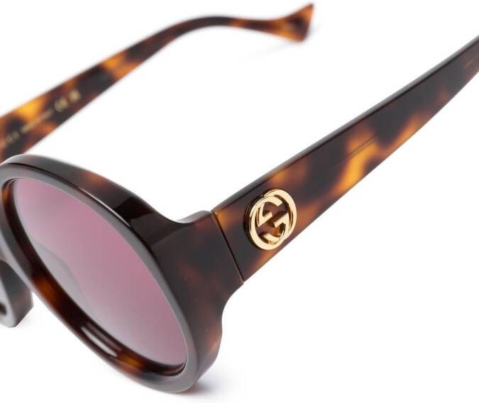 Gucci Eyewear Zonnebril met logoplakkaat Bruin