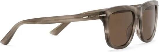 Gucci Eyewear Zonnebril met rechthoekig montuur Bruin