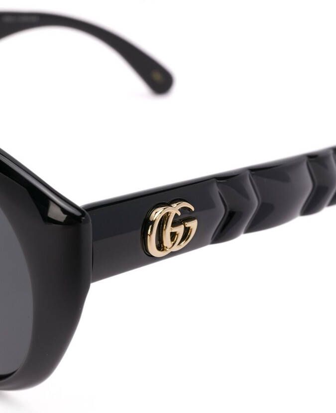 Gucci Eyewear Zonnebril met chevron-detail Zwart