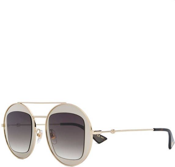 Gucci Eyewear zonnebril met metallic frame Bruin