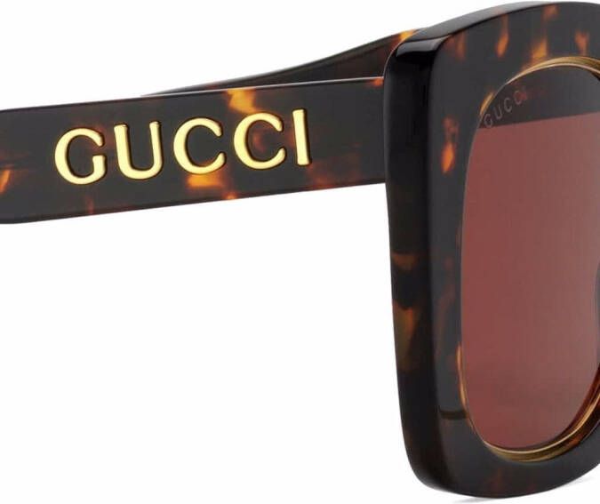 Gucci Eyewear Zonnebril met oversized montuur Bruin