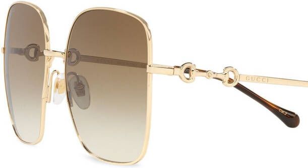 Gucci Eyewear Zonnebril met oversized montuur en horsebit Goud
