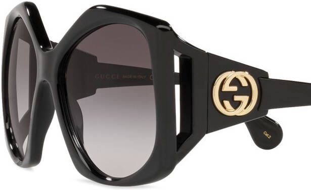 Gucci Eyewear Zonnebril met oversized montuur Zwart