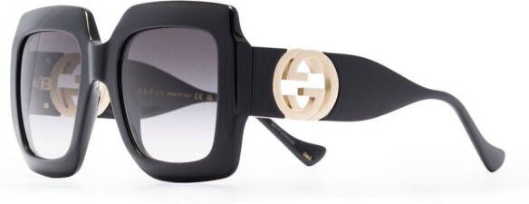 Gucci Eyewear Zonnebril met oversized vierkant montuur Zwart