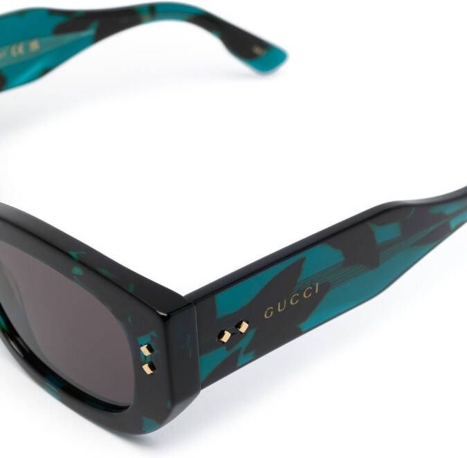 Gucci Eyewear Zonnebril met rechthoekig montuur Blauw