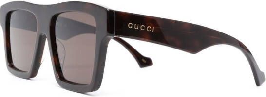 Gucci Eyewear Zonnebril met rechthoekig montuur Bruin