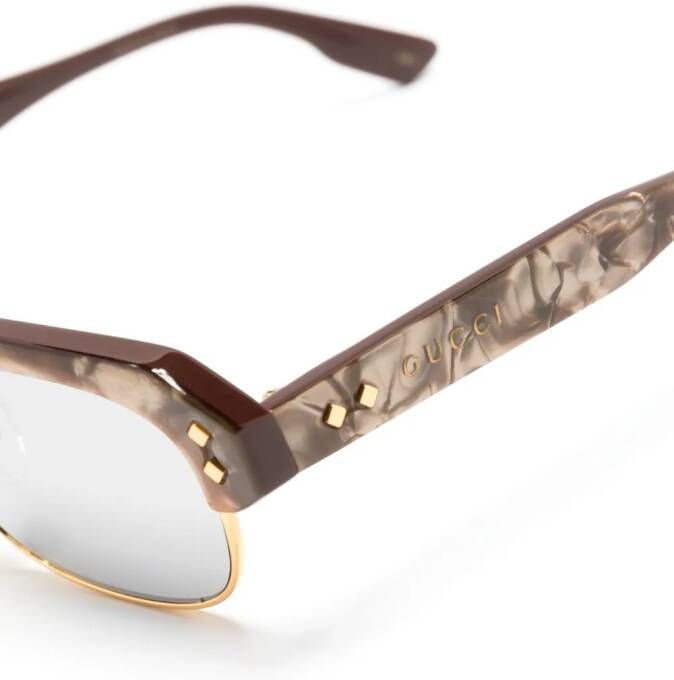 Gucci Eyewear Zonnebril met rechthoekig montuur Bruin