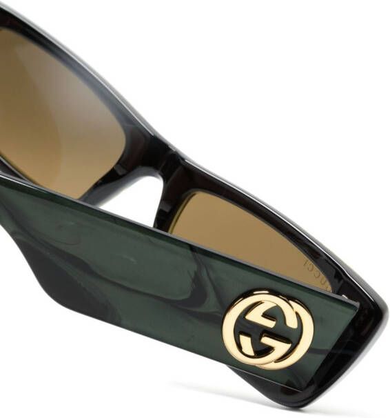 Gucci Eyewear Zonnebril met rechthoekig montuur Groen