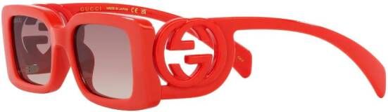 Gucci Eyewear Zonnebril met rechthoekig montuur Rood