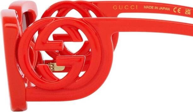 Gucci Eyewear Zonnebril met rechthoekig montuur Rood