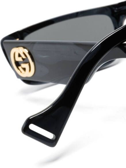 Gucci Eyewear Zonnebril met rechthoekig montuur Zwart