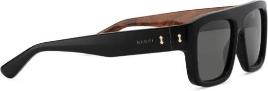 Gucci Eyewear Zonnebril met rechthoekig montuur Zwart