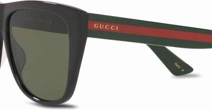 Gucci Eyewear Zonnebril met rechthoekig montuur Zwart