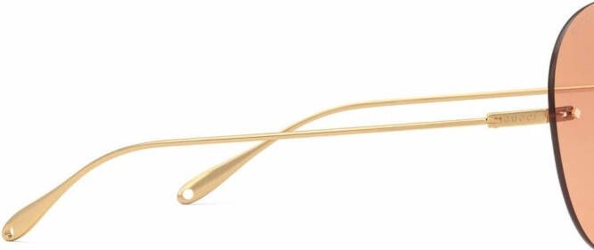 Gucci Eyewear Zonnebril met rond montuur Goud