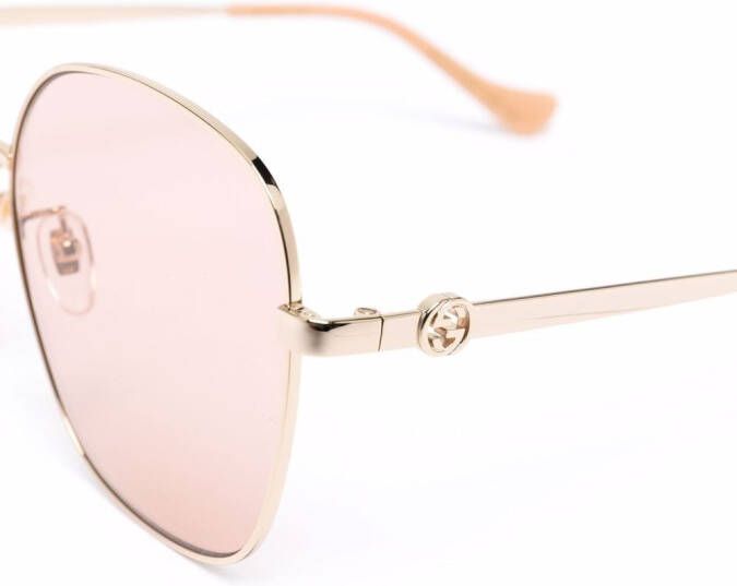 Gucci Eyewear Zonnebril met rond montuur Goud