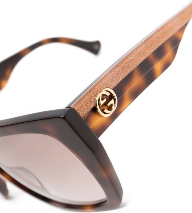 Gucci Eyewear Zonnebril met schildpadschild design Bruin