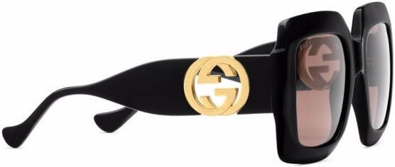 Gucci Eyewear Interlocking G zonnebril met vierkant montuur Zwart