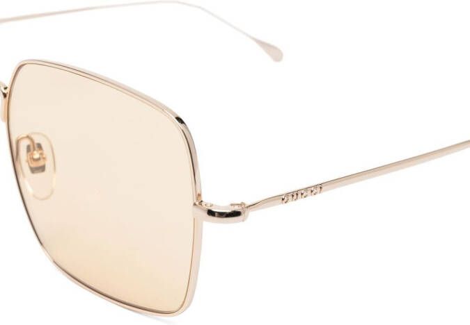 Gucci Eyewear Zonnebril met vierkant montuur Goud