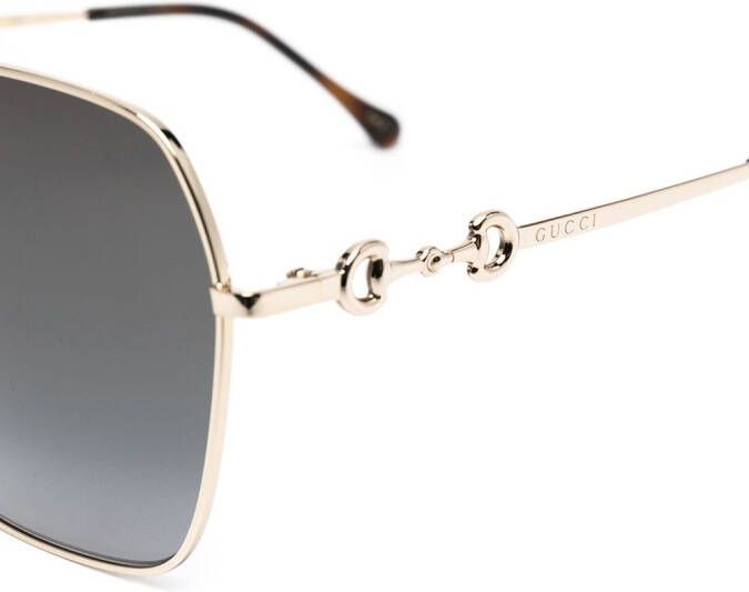 Gucci Eyewear Zonnebril met vierkant montuur Goud