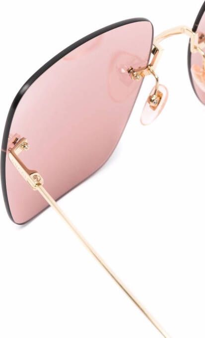 Gucci Eyewear Zonnebril met vierkant montuur Goud