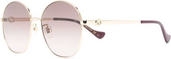 Gucci Eyewear Zonnebril met vierkant montuur Goud