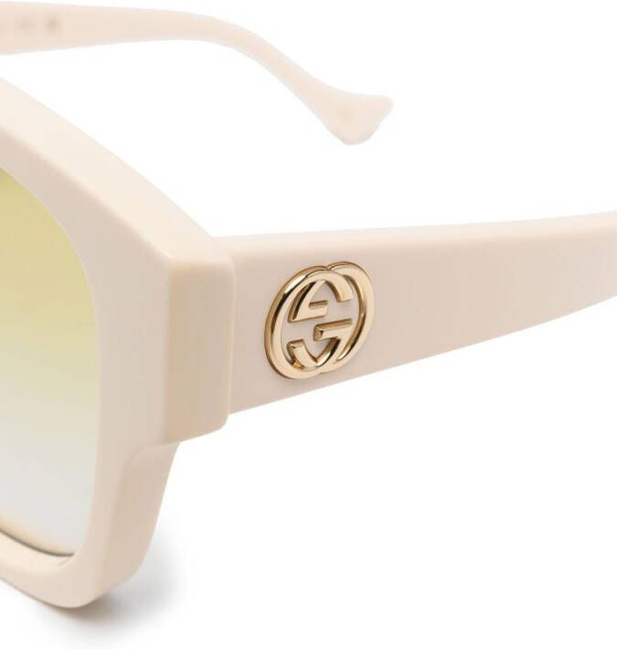Gucci Eyewear Zonnebril met vierkant montuur Wit