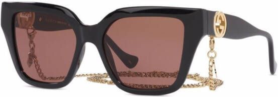 Gucci Eyewear Zonnebril met vierkant montuur Zwart