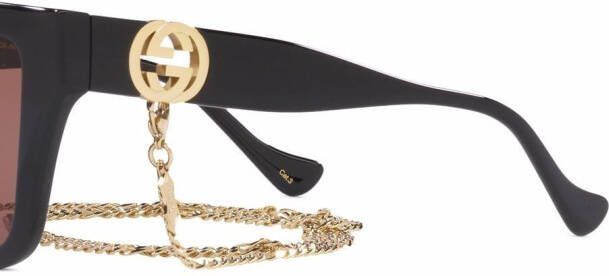 Gucci Eyewear Zonnebril met vierkant montuur Zwart
