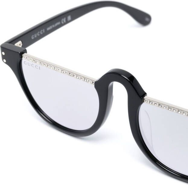 Gucci Eyewear Zonnebril verfraaid met kristallen Zwart