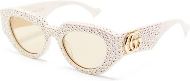 Gucci Eyewear Zonnebril verfraaid met stras Beige
