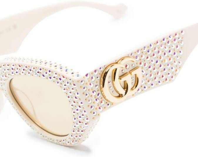 Gucci Eyewear Zonnebril verfraaid met stras Beige