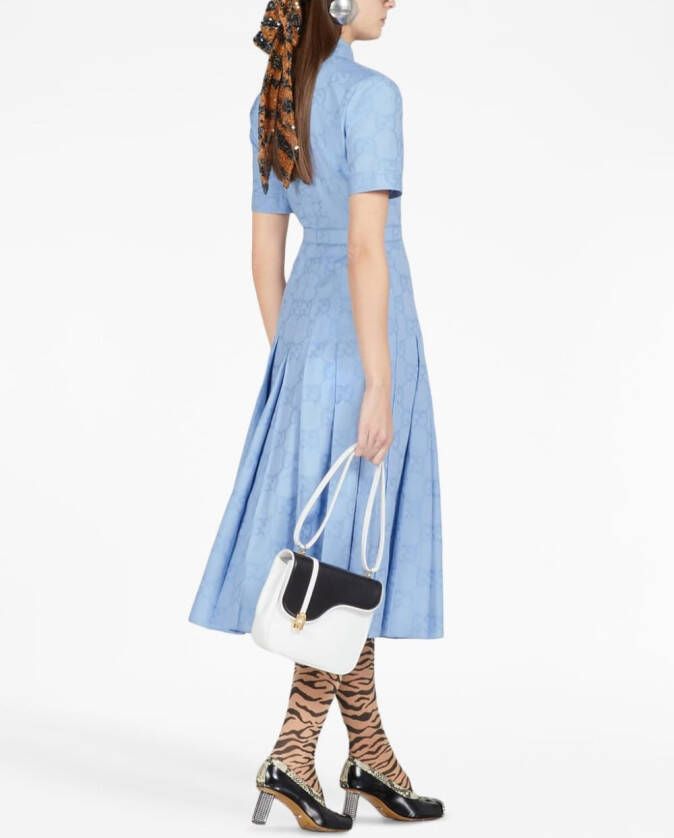 Gucci Midi-jurk met GG-jacquard Blauw
