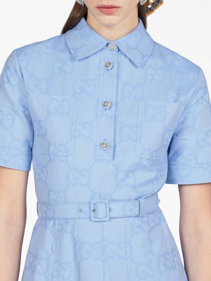 Gucci Midi-jurk met GG-jacquard Blauw
