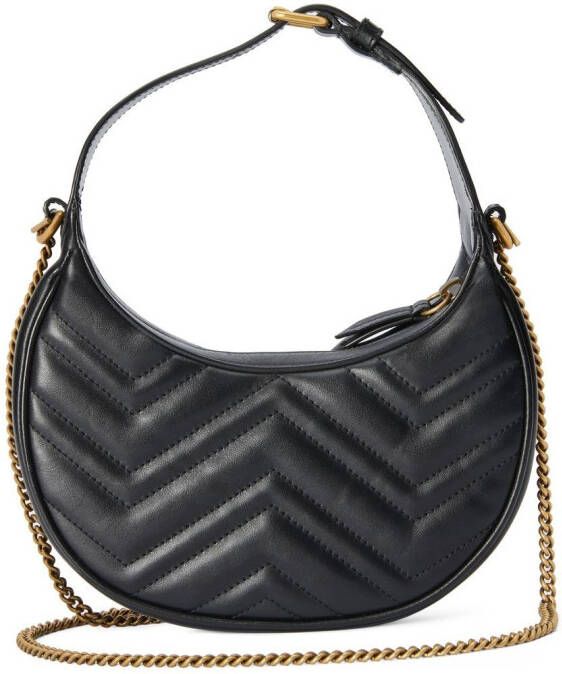 Gucci GG Marmont mini halve maan schoudertas Zwart