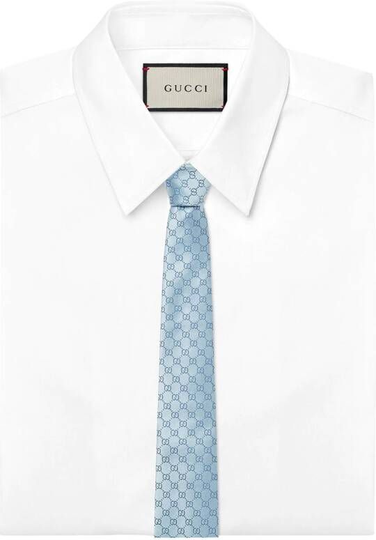 Gucci GG-patroon zijden stropdas Blauw