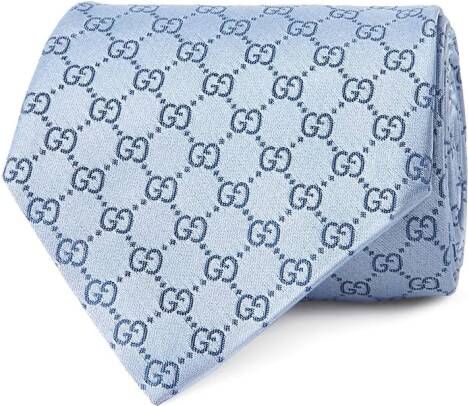 Gucci GG-patroon zijden stropdas Blauw