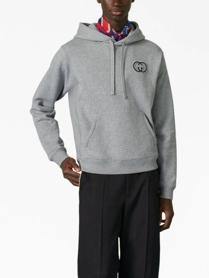 Gucci Katoenen hoodie met geborduurd GG-logo Grijs