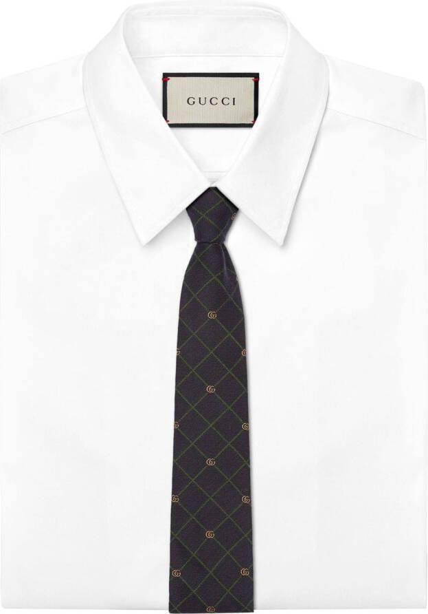 Gucci Stropdas met GG-logo Blauw